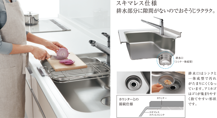 スキマレスステンレスシンク